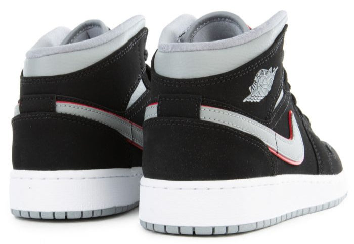 Jordan 1 Mid Black Particle Grey Gym Red (GS)