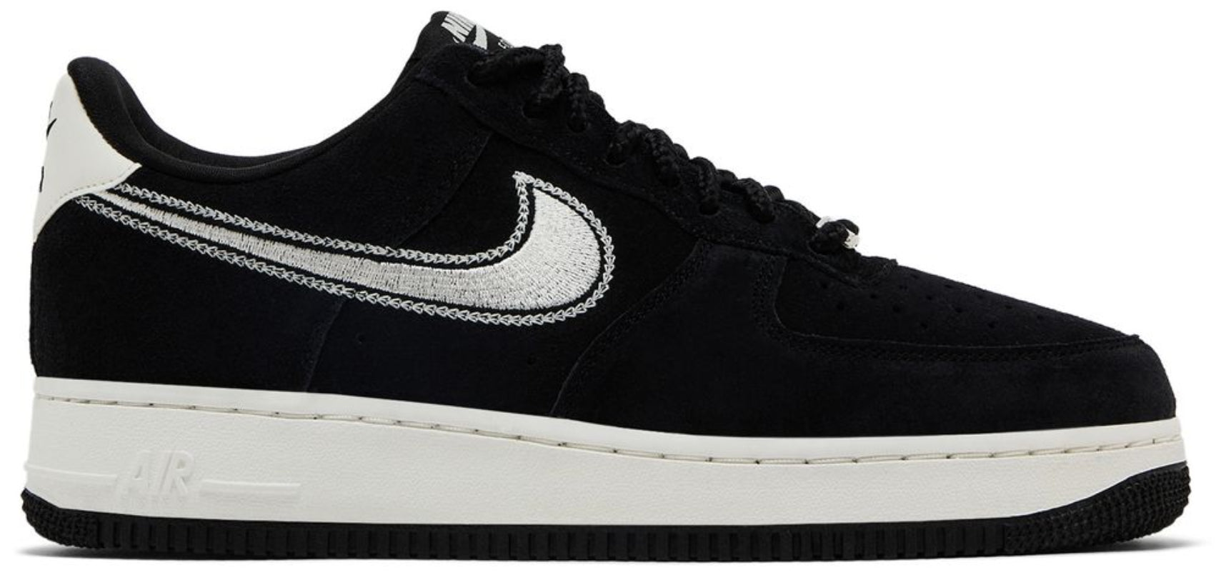 Nike Air Force 1 Low '07 LV8 Black Sail Embroidered Swoosh