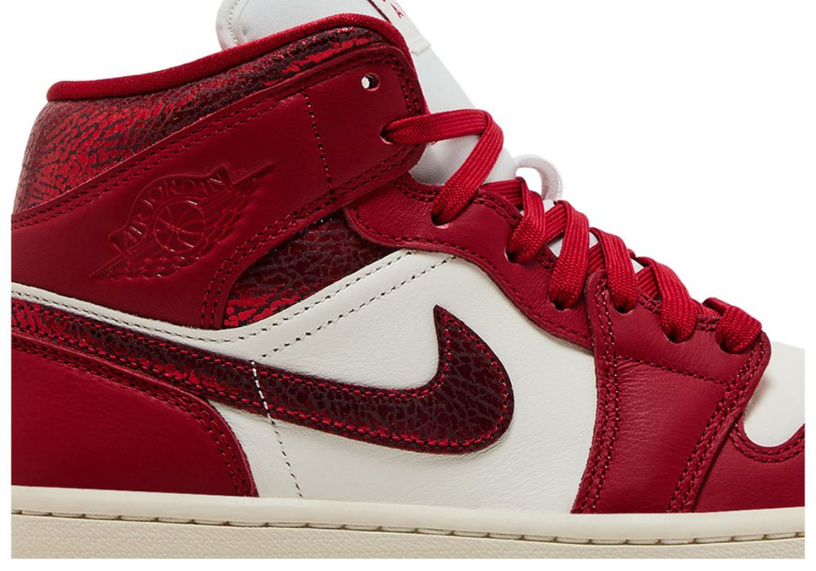 Jordan 1 Mid SE Red Cracked Leather (Women's)