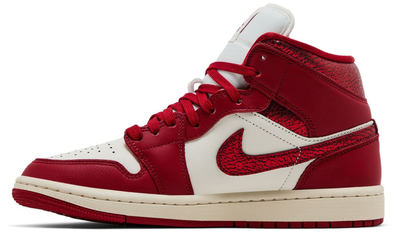 Jordan 1 Mid SE Red Cracked Leather (Women's)