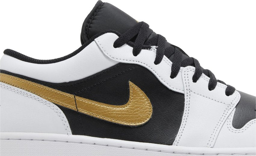 Jordan 1 Low White Black Metallic Gold Swoosh