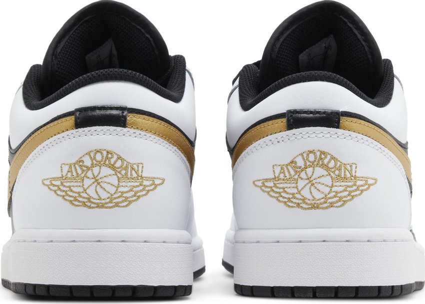 Jordan 1 Low White Black Metallic Gold Swoosh