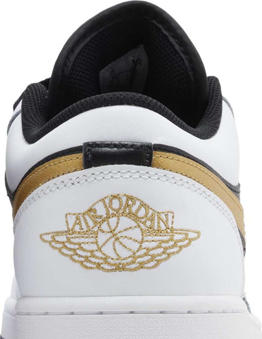 Jordan 1 Low White Black Metallic Gold Swoosh