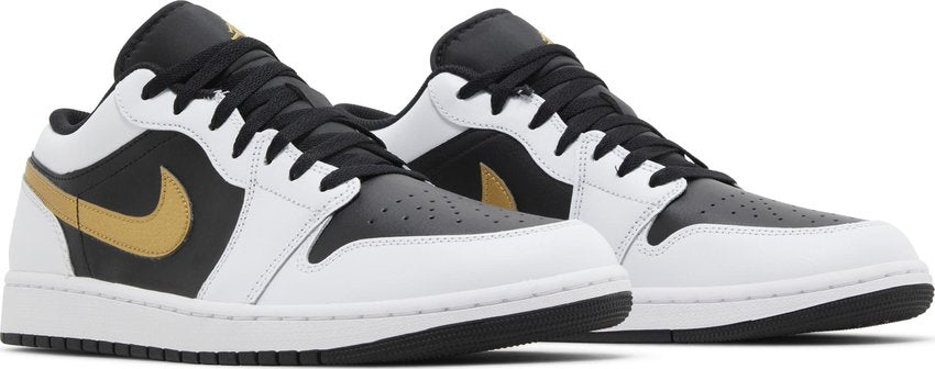 Jordan 1 Low White Black Metallic Gold Swoosh
