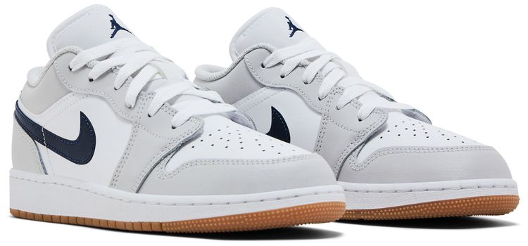 Jordan 1 Low White Neutral Grey Gum Midnight Navy (GS)