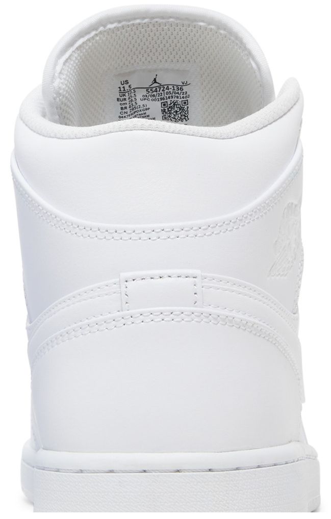 Jordan 1 Mid Triple White (2022)