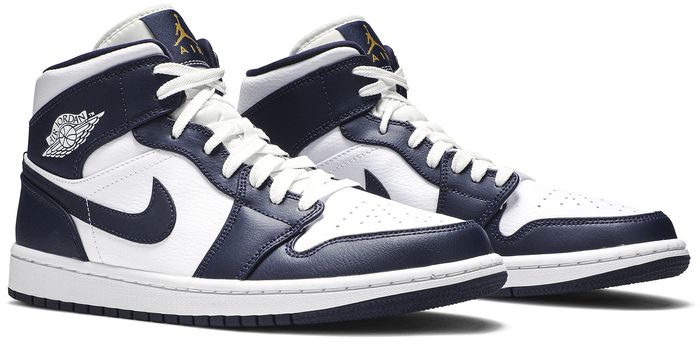 Jordan 1 Mid White Metallic Gold Obsidian