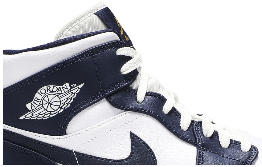 Jordan 1 Mid White Metallic Gold Obsidian