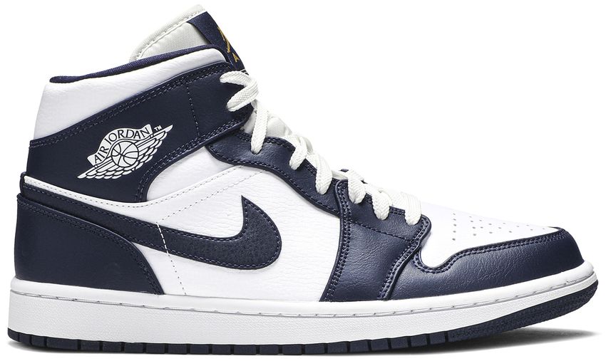 Jordan 1 Mid White Metallic Gold Obsidian