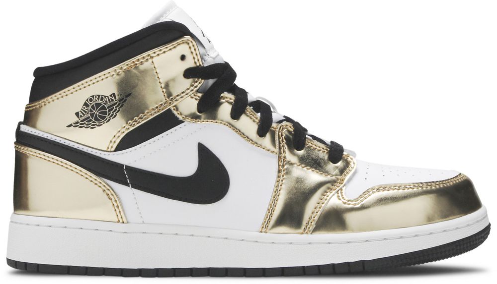 Jordan 1 Mid Metallic Gold Black White (GS)