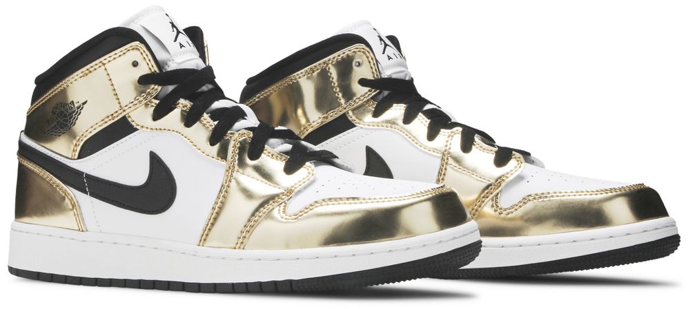 Jordan 1 Mid Metallic Gold Black White (GS)