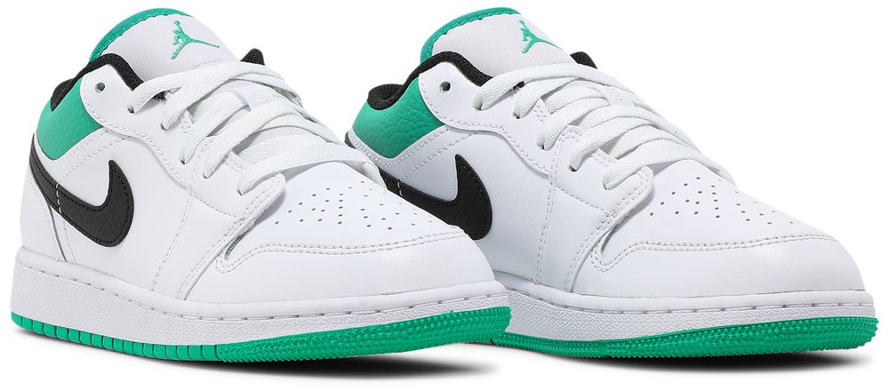 Jordan 1 Low White Lucky Green Tumbled Leather (GS)