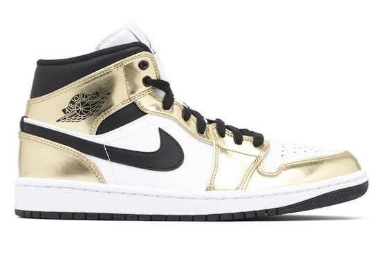 Jordan 1 Mid Metallic Gold Black White