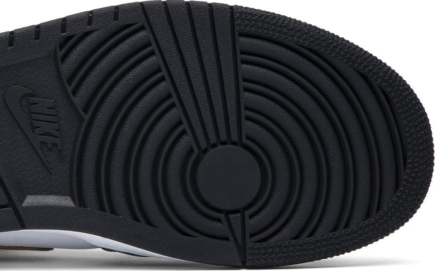 Jordan 1 Mid Patent Black White Gold