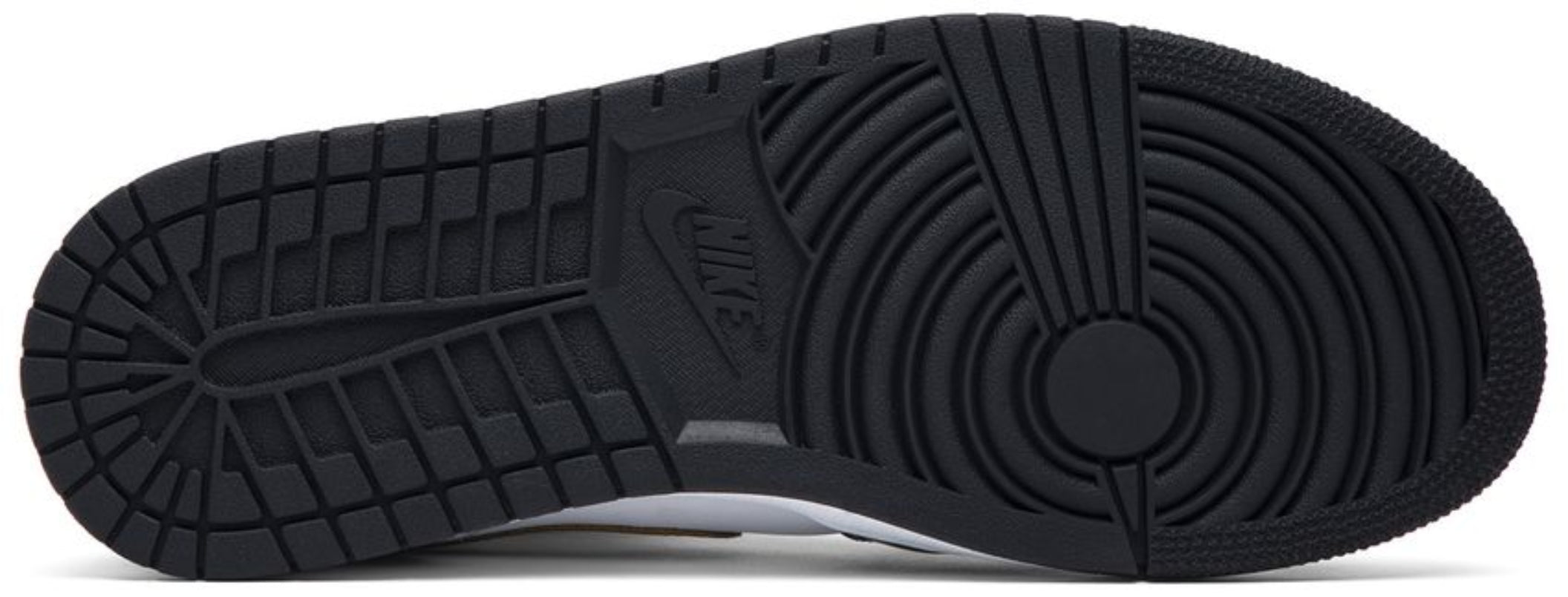 Jordan 1 Mid Patent Black White Gold