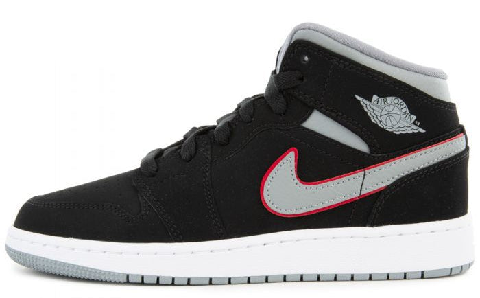 Jordan 1 Mid Black Particle Grey Gym Red (GS)