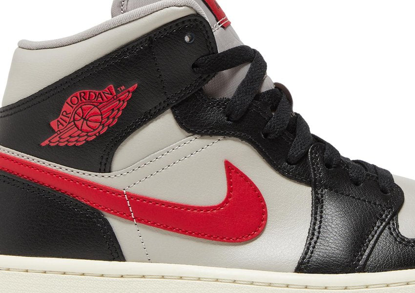 Jordan 1 Mid Black College Grey Gym Red (Women's)