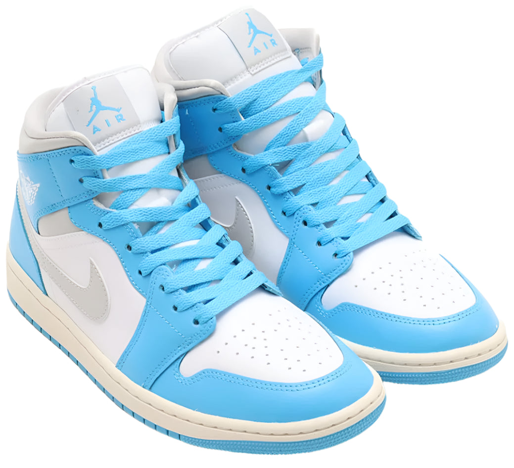 Jordan 1 Mid Dark Powder Blue White Sail Neutral Grey (Women's)