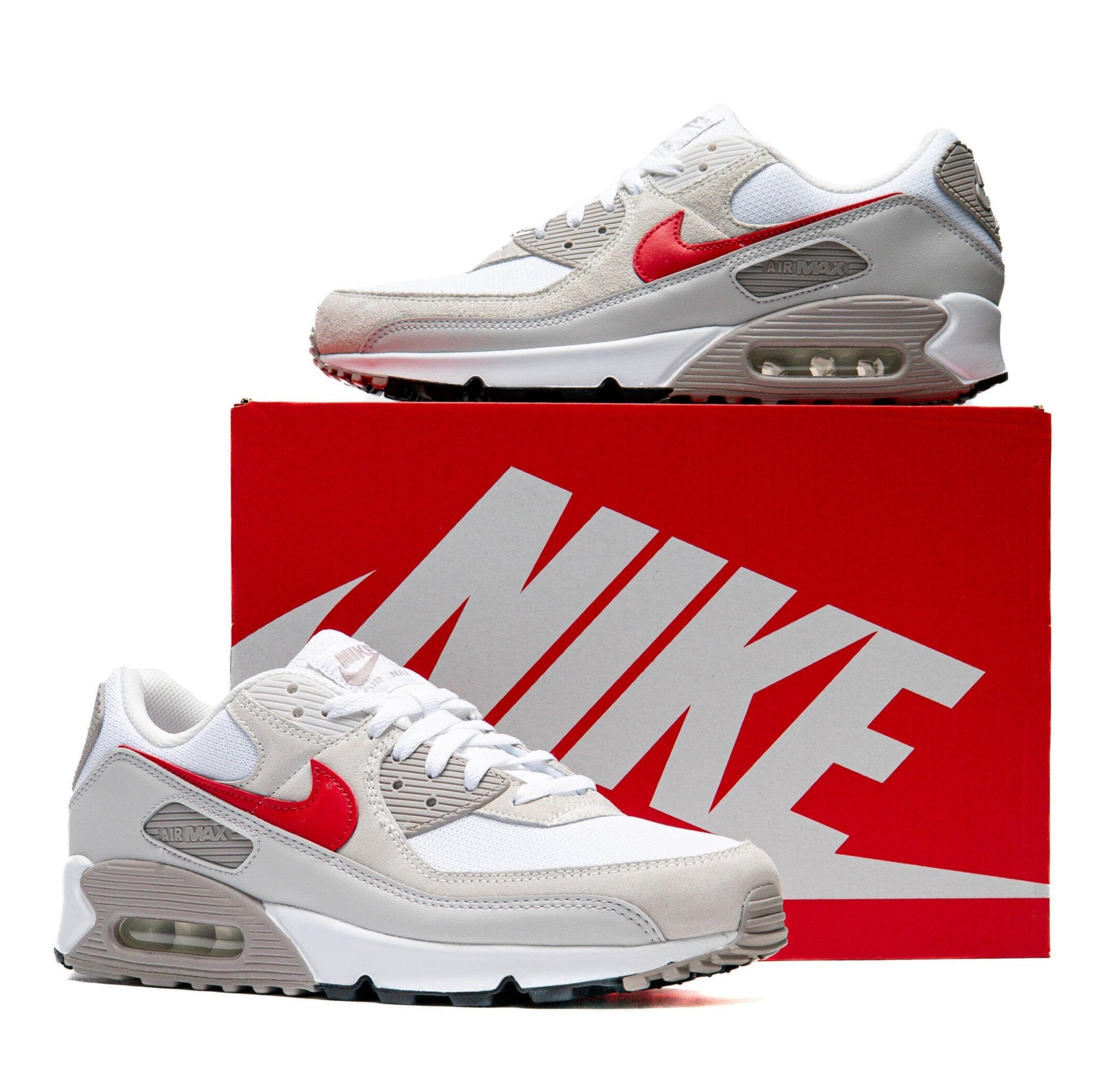 Nike Air Max 90 White College Grey Vast Grey University Red