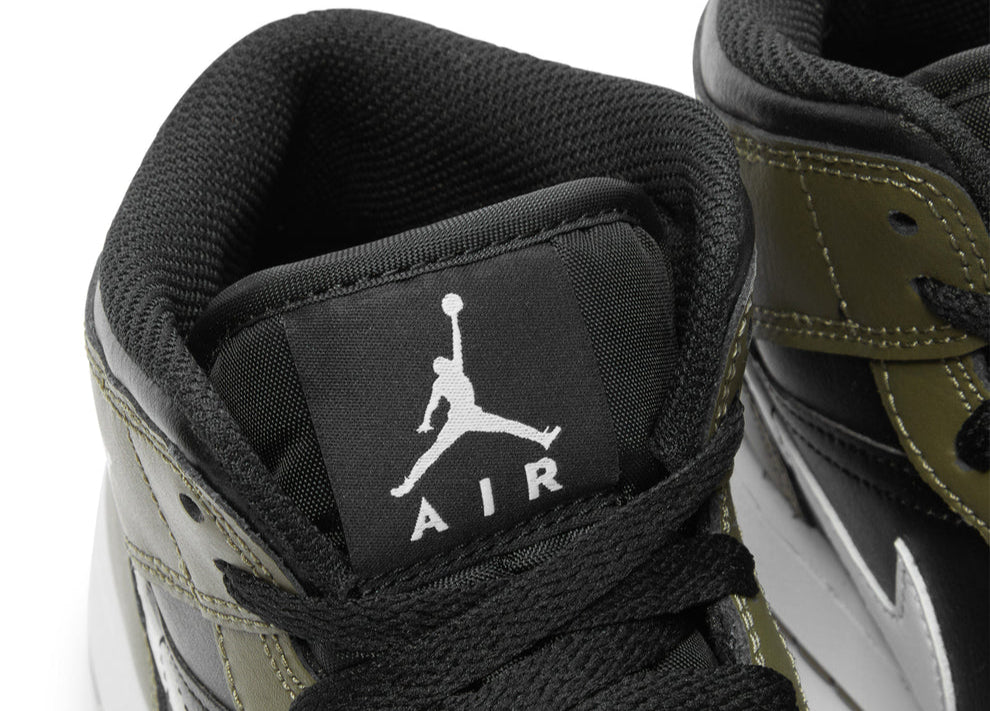 Jordan 1 Mid Black White Olive (GS)