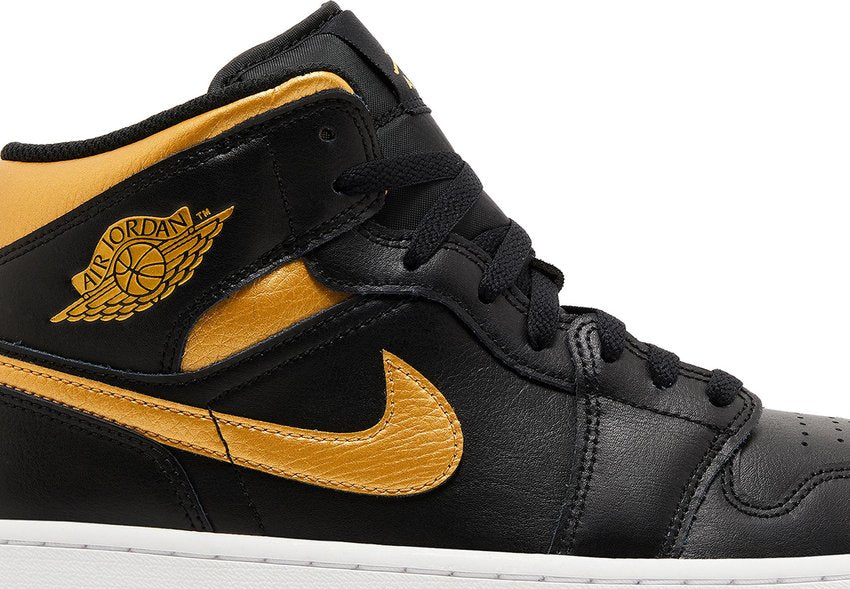Jordan 1 Mid Black Metallic Gold