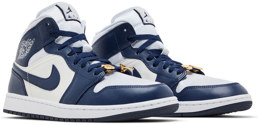 Jordan 1 Mid Football Grey White Midnight Navy (Women's)