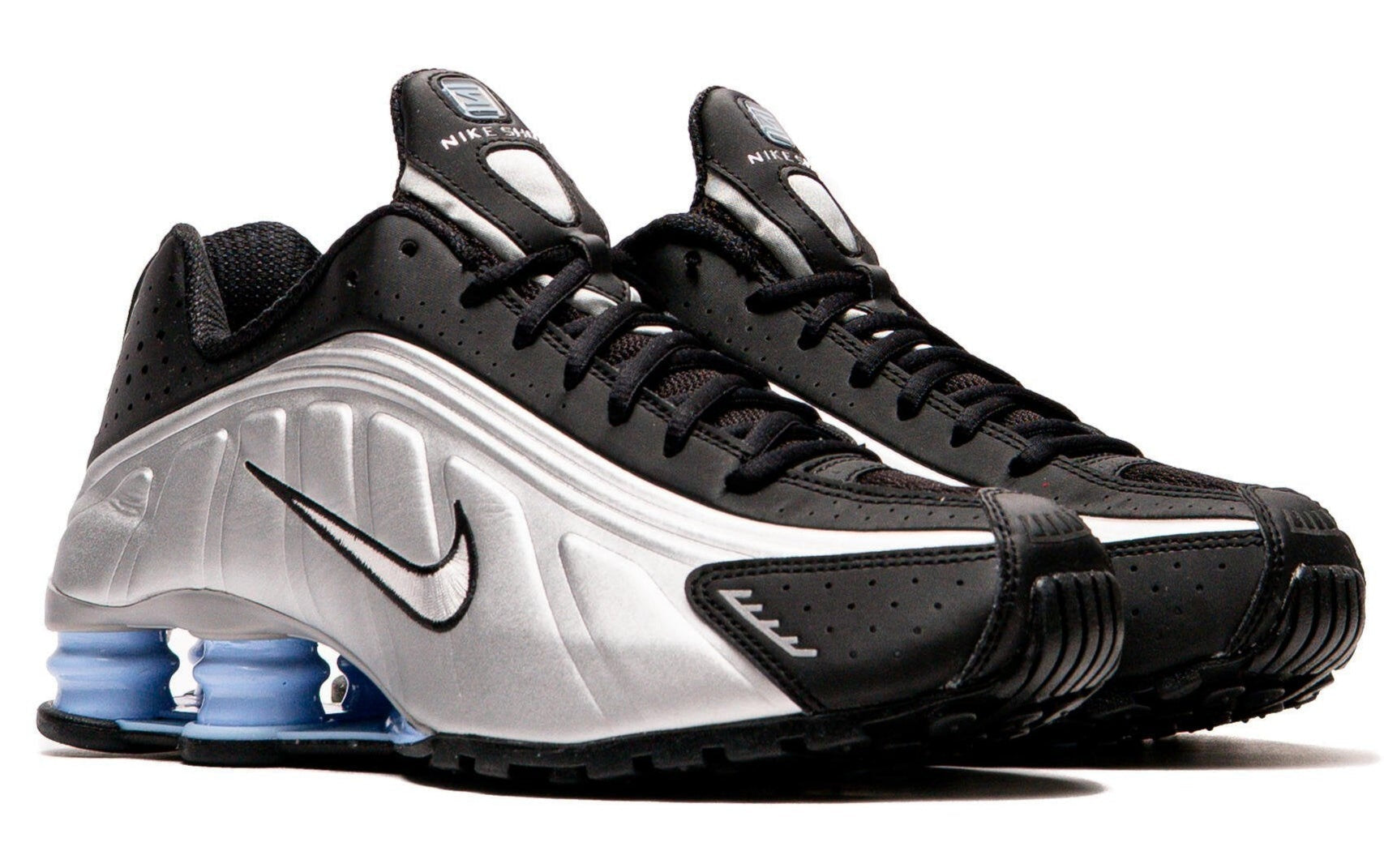 Nike Shox R4 Metallic Silver Black Psychic Blue