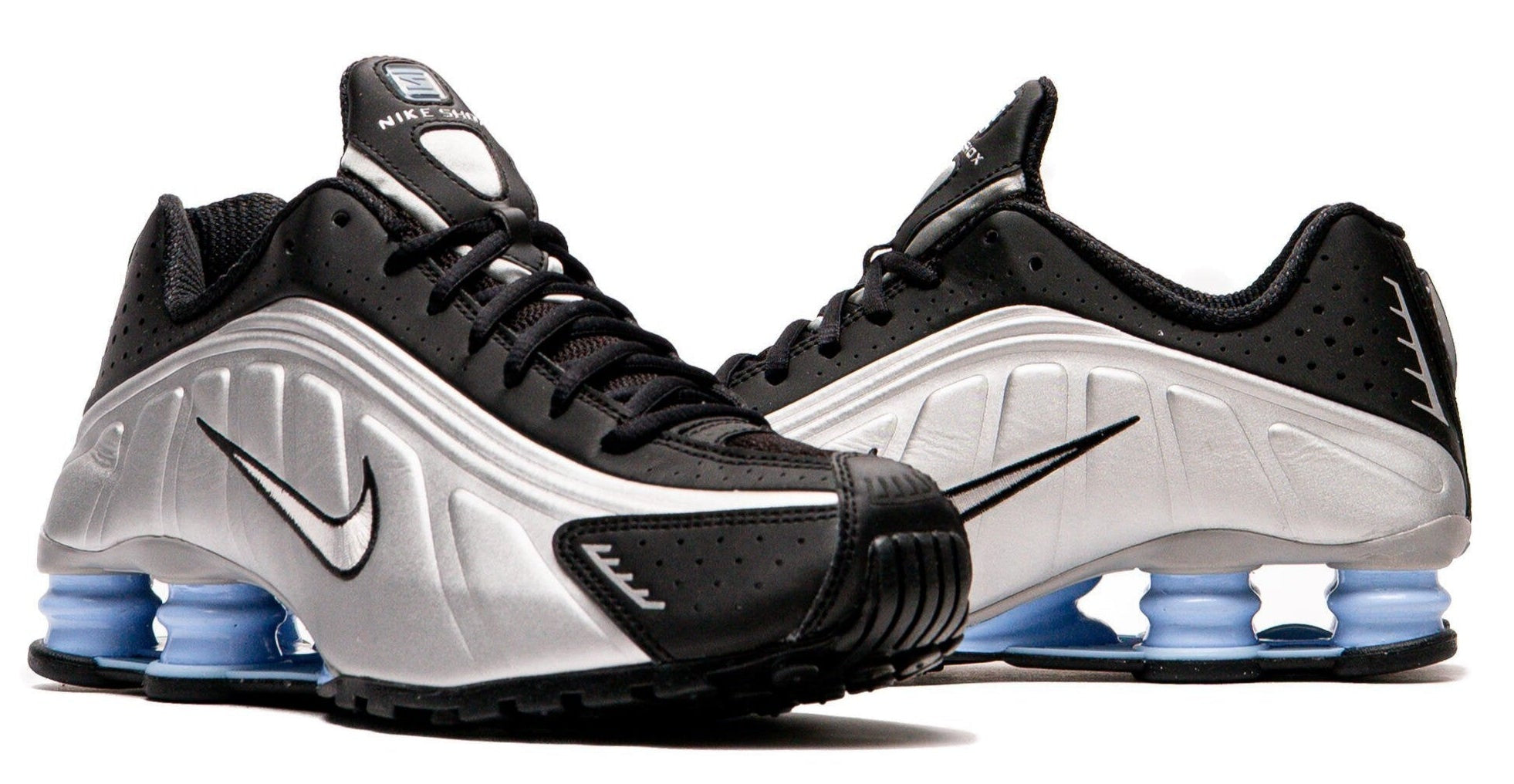 Nike Shox R4 Metallic Silver Black Psychic Blue