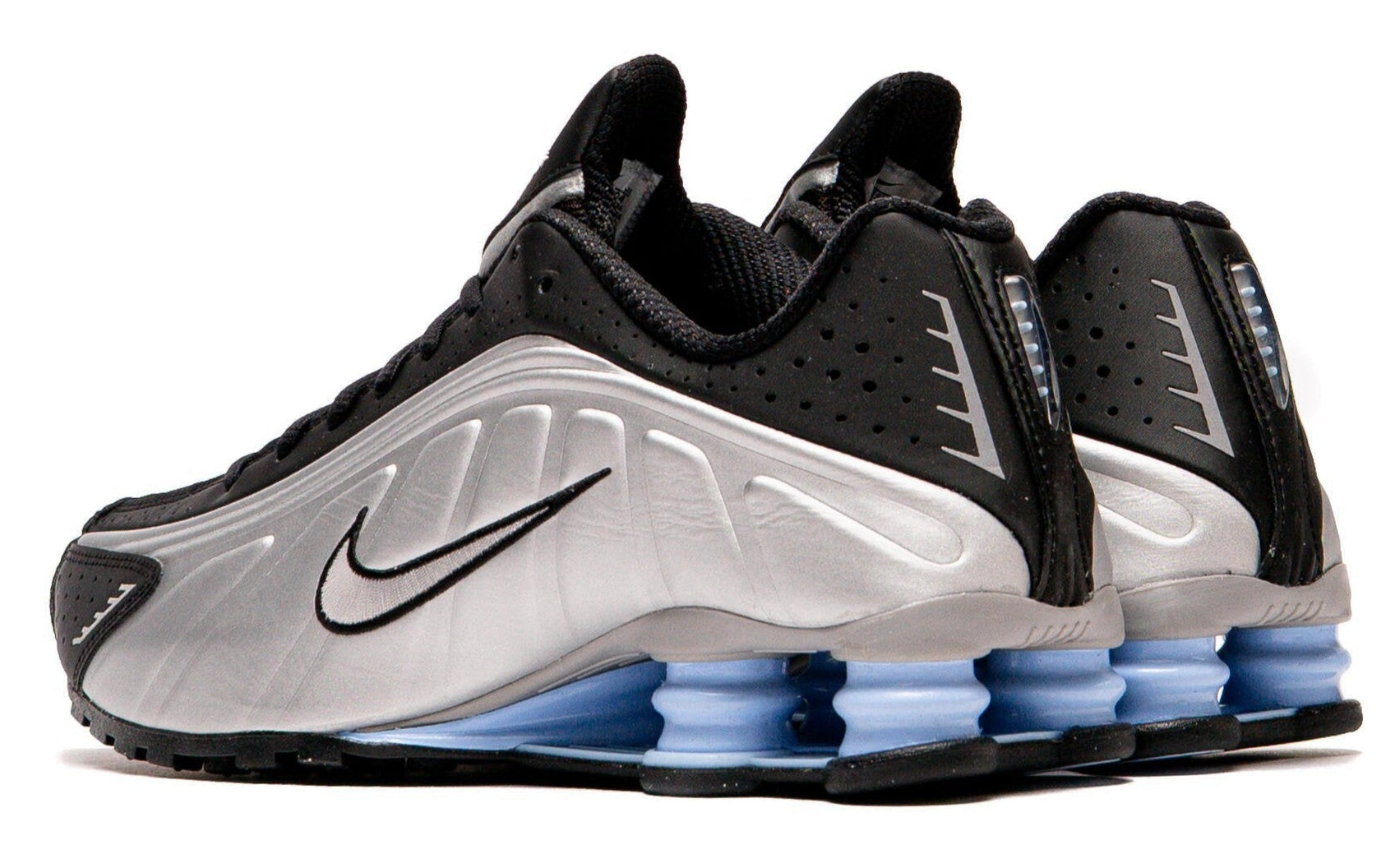 Nike Shox R4 Metallic Silver Black Psychic Blue
