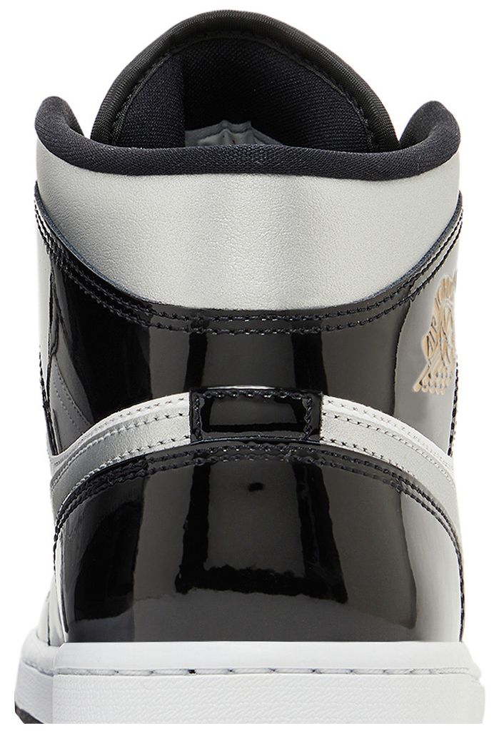 Jordan 1 Mid SE Patent Black White Metallic Silver Metallic Gold