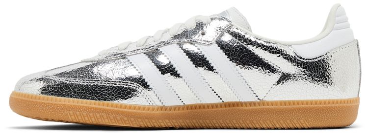 adidas Samba OG Silver Metallic Cracked Leather (Women's)
