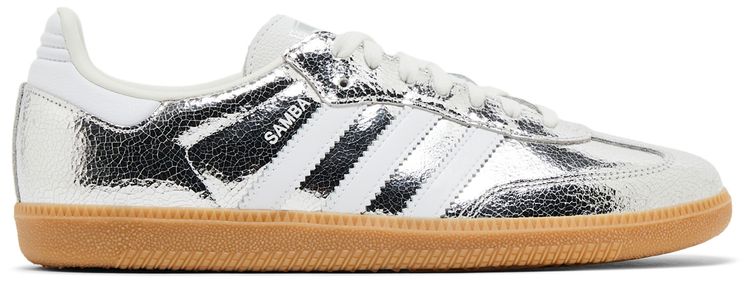 adidas Samba OG Silver Metallic Cracked Leather (Women's)