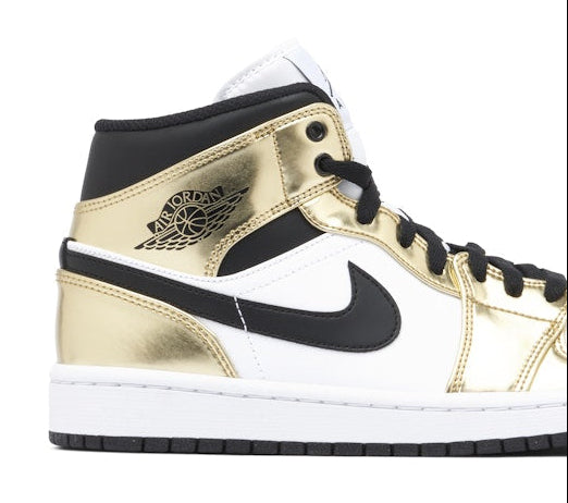 Jordan 1 Mid Metallic Gold Black White