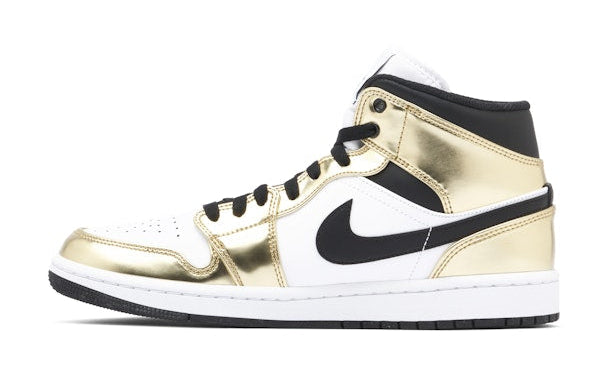 Jordan 1 Mid Metallic Gold Black White