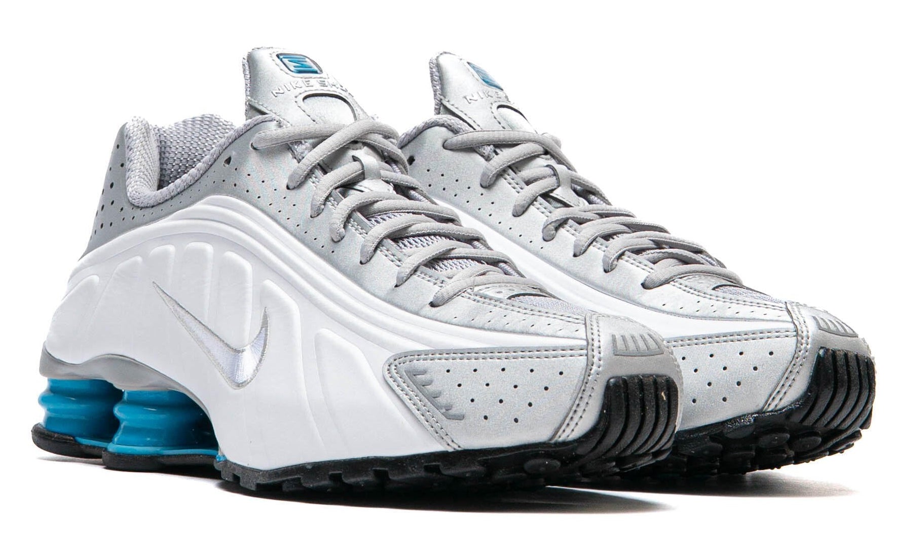 Nike Shox R4 Metallic Silver White Blue Lagoon