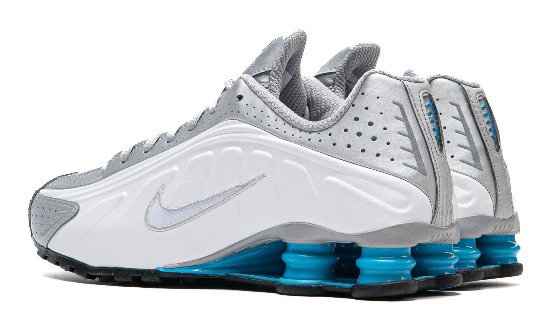Nike Shox R4 Metallic Silver White Blue Lagoon
