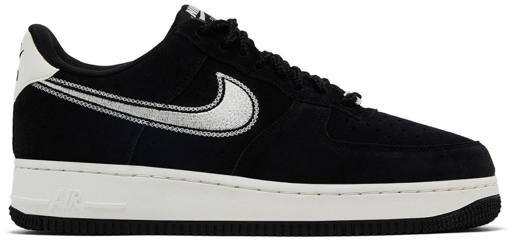Nike Air Force 1 Low '07 LV8 Black Sail Embroidered Swoosh