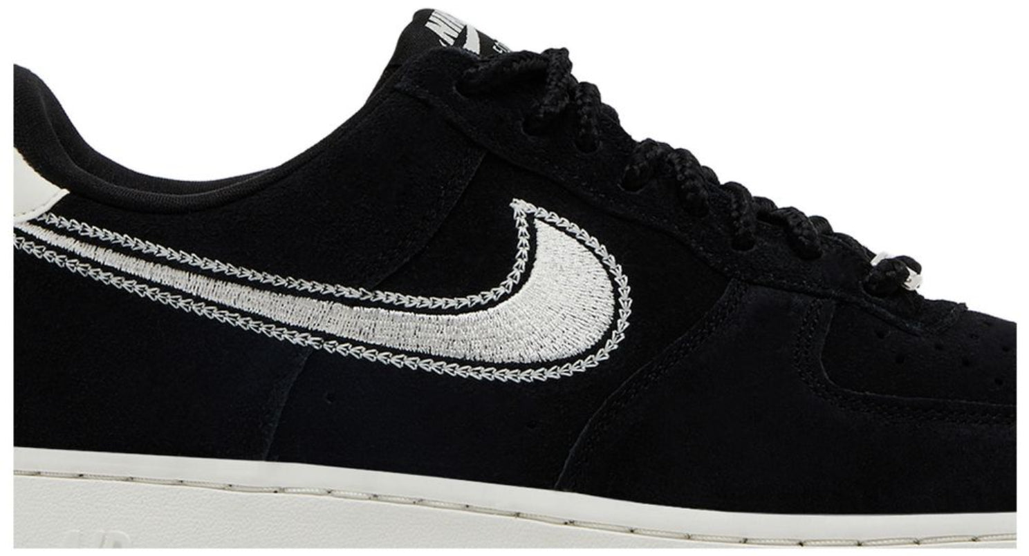 Nike Air Force 1 Low '07 LV8 Black Sail Embroidered Swoosh
