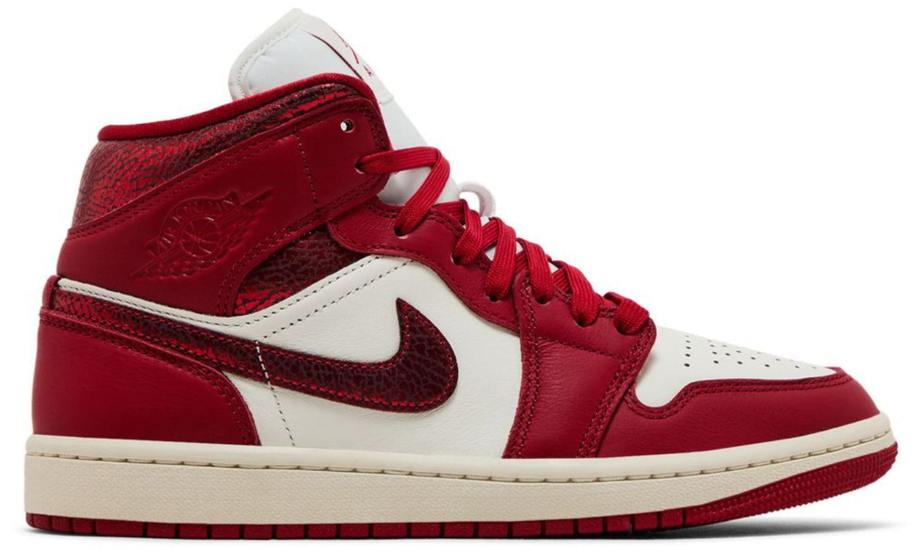 Jordan 1 Mid SE Red Cracked Leather (Women's)