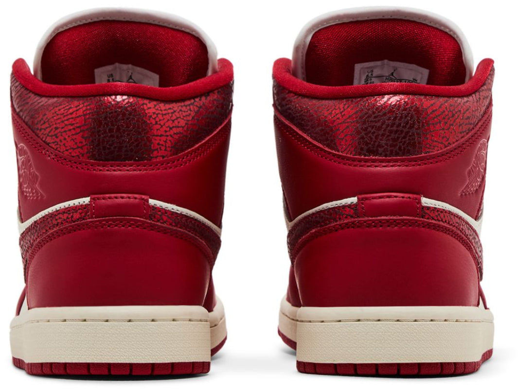 Jordan 1 Mid SE Red Cracked Leather (Women's)