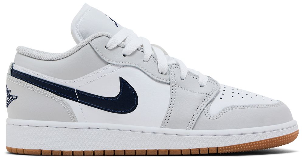 Jordan 1 Low White Neutral Grey Gum Midnight Navy (GS)