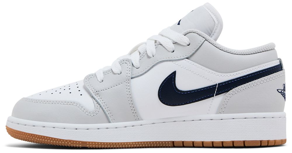 Jordan 1 Low White Neutral Grey Gum Midnight Navy (GS)