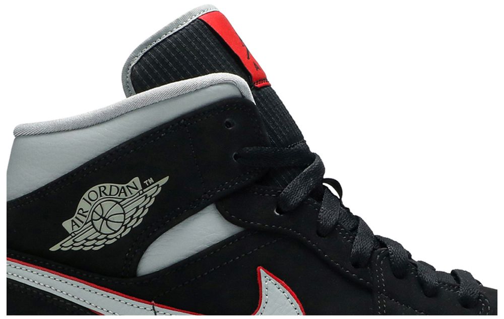 Jordan 1 Mid Black Particle Grey Gym Red