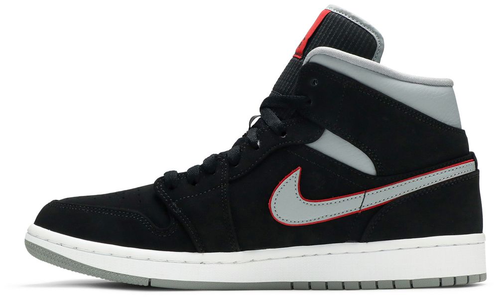 Jordan 1 Mid Black Particle Grey Gym Red
