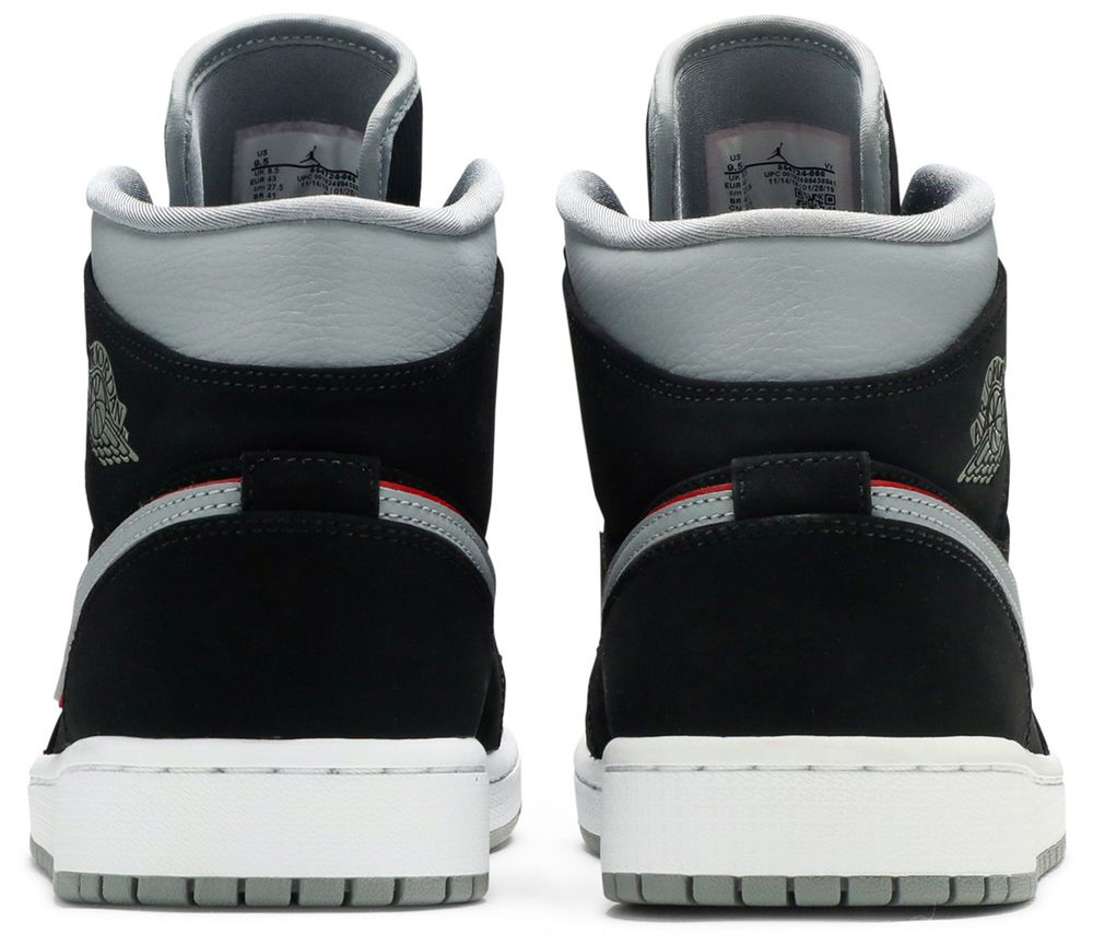 Jordan 1 Mid Black Particle Grey Gym Red