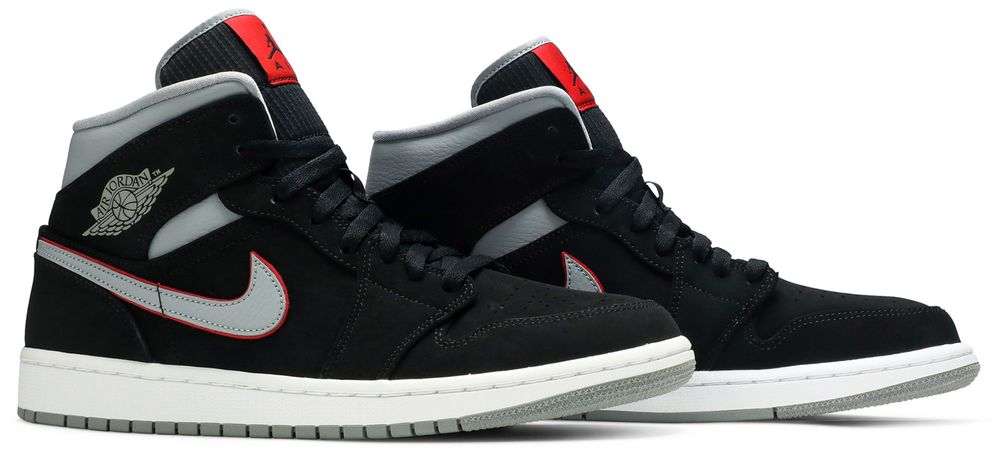 Jordan 1 Mid Black Particle Grey Gym Red