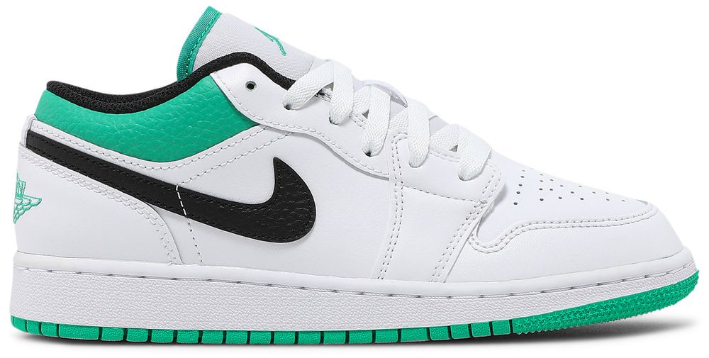 Jordan 1 Low White Lucky Green Tumbled Leather (GS)