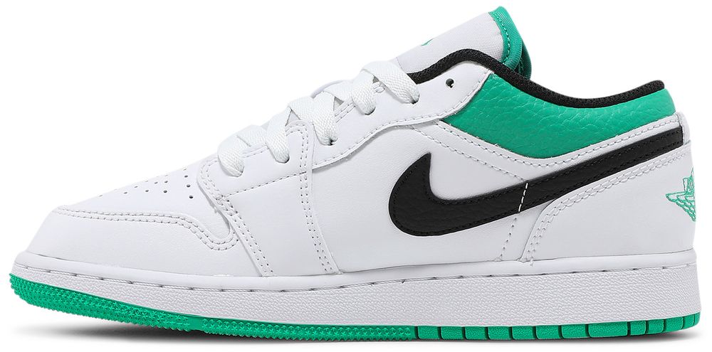 Jordan 1 Low White Lucky Green Tumbled Leather (GS)
