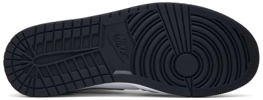 Jordan 1 Mid Patent Black White Gold