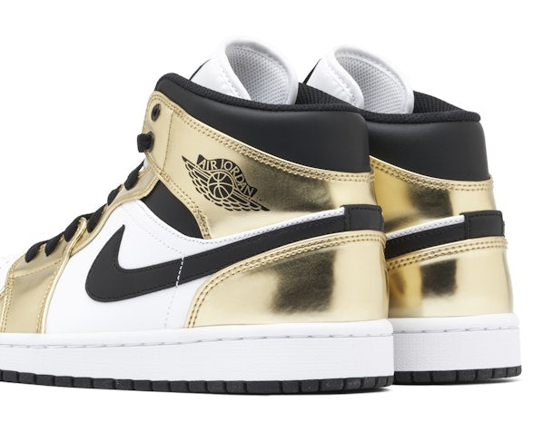 Jordan 1 Mid Metallic Gold Black White